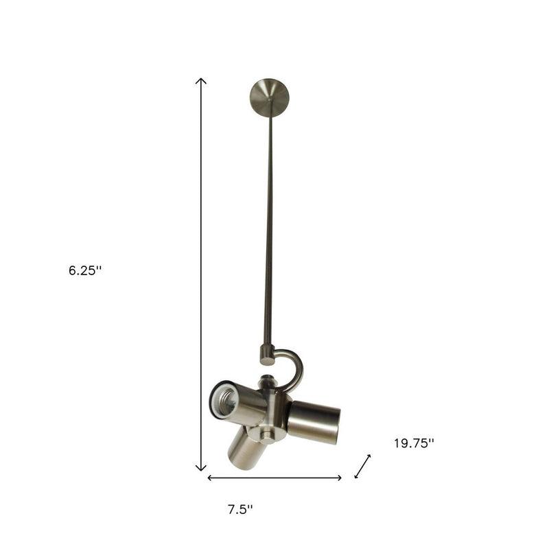 Nickel Bulb Three Light Metal Chandelier