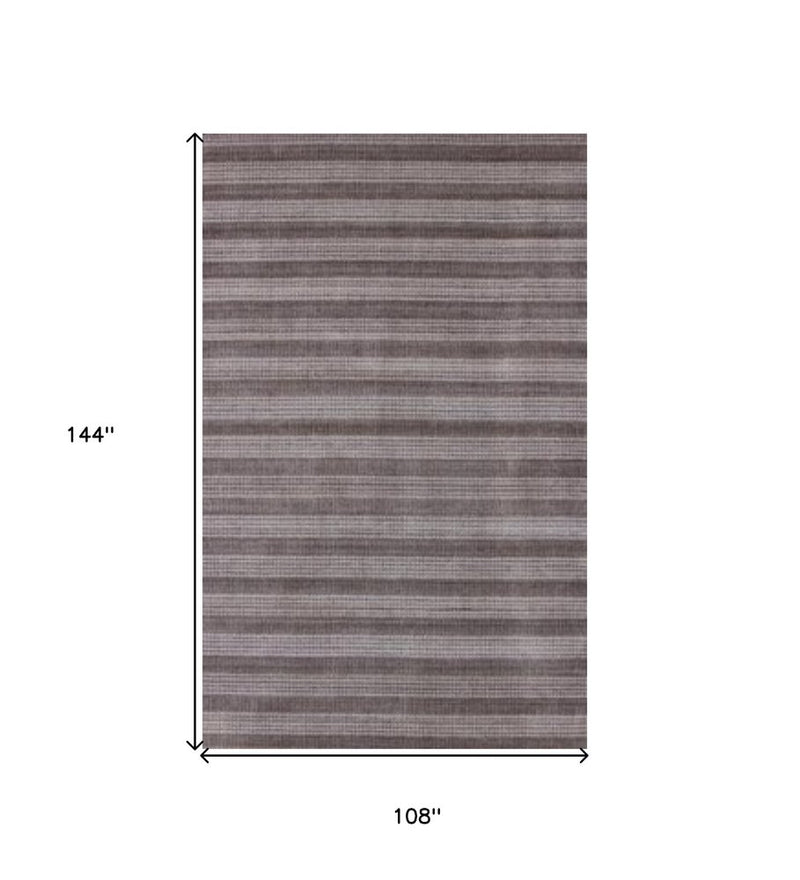 9' X 12' Rust And White Hand Loomed Area Rug