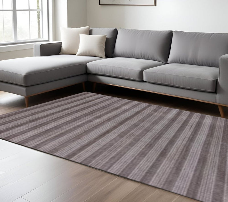 9' X 12' Rust And White Hand Loomed Area Rug