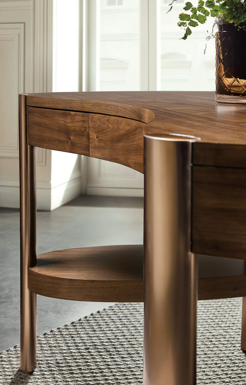 Eleana - Writing Desk - Medium Wood / Gold