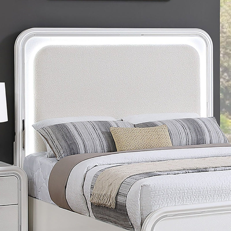 Bed With LED Lights Panel Headboard And Footboard Frame