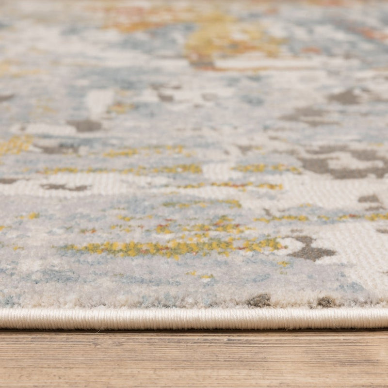 3' X 5' Beige And Blue Abstract Area Rug
