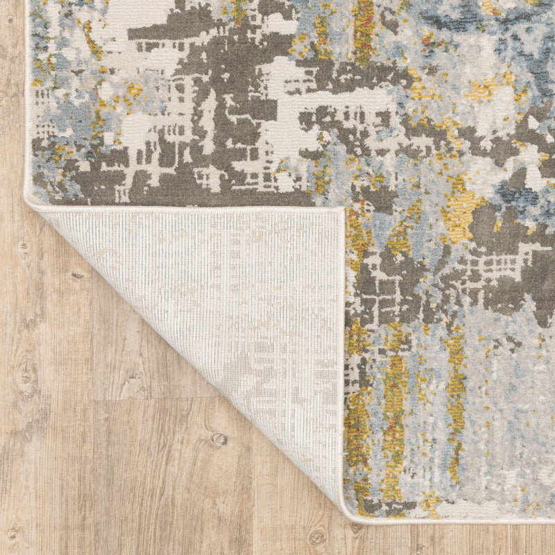 3' X 5' Beige And Blue Abstract Area Rug