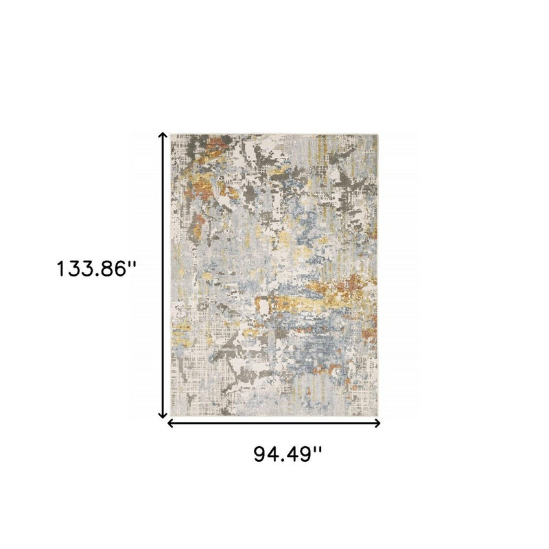 3' X 5' Beige And Blue Abstract Area Rug