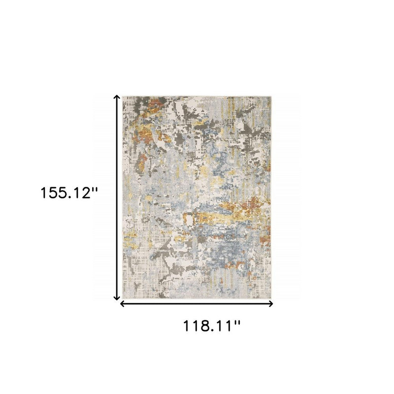 3' X 5' Beige And Blue Abstract Area Rug