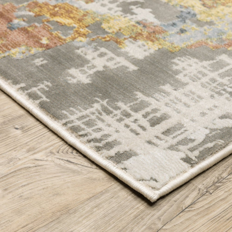3' X 5' Beige And Blue Abstract Area Rug