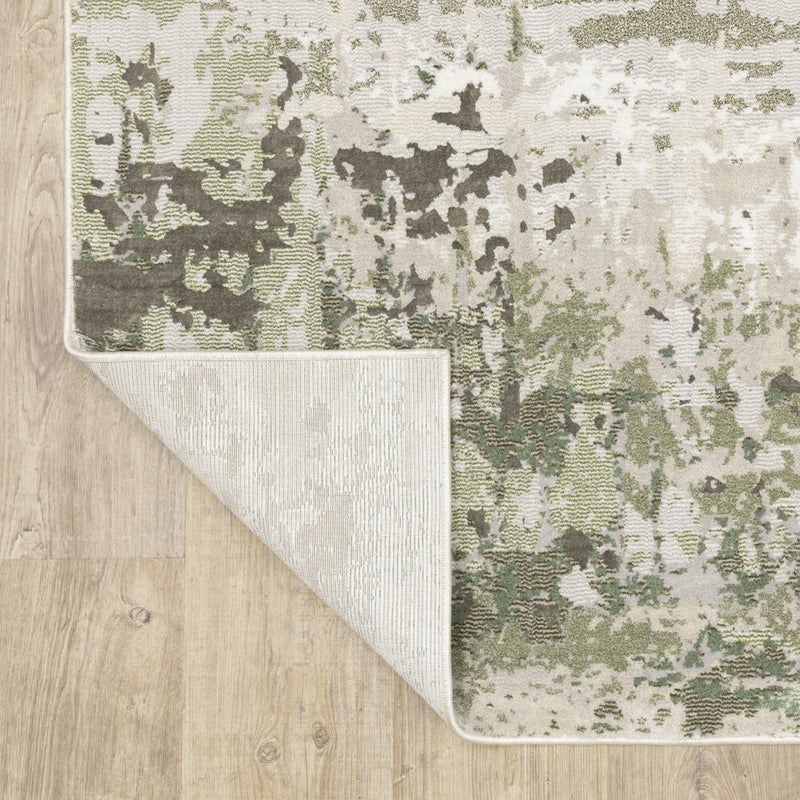 6' X 9' Beige Grey Brown And Sage Green Abstract Power Loom Stain Resistant Area Rug