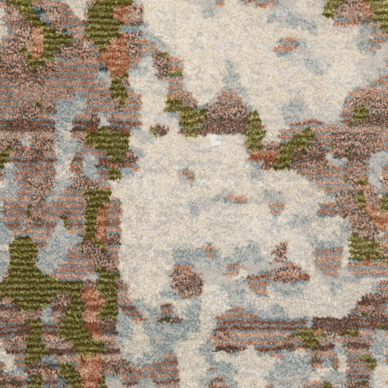 7' X 10' Beige And Pink Abstract Distressed Area Rug