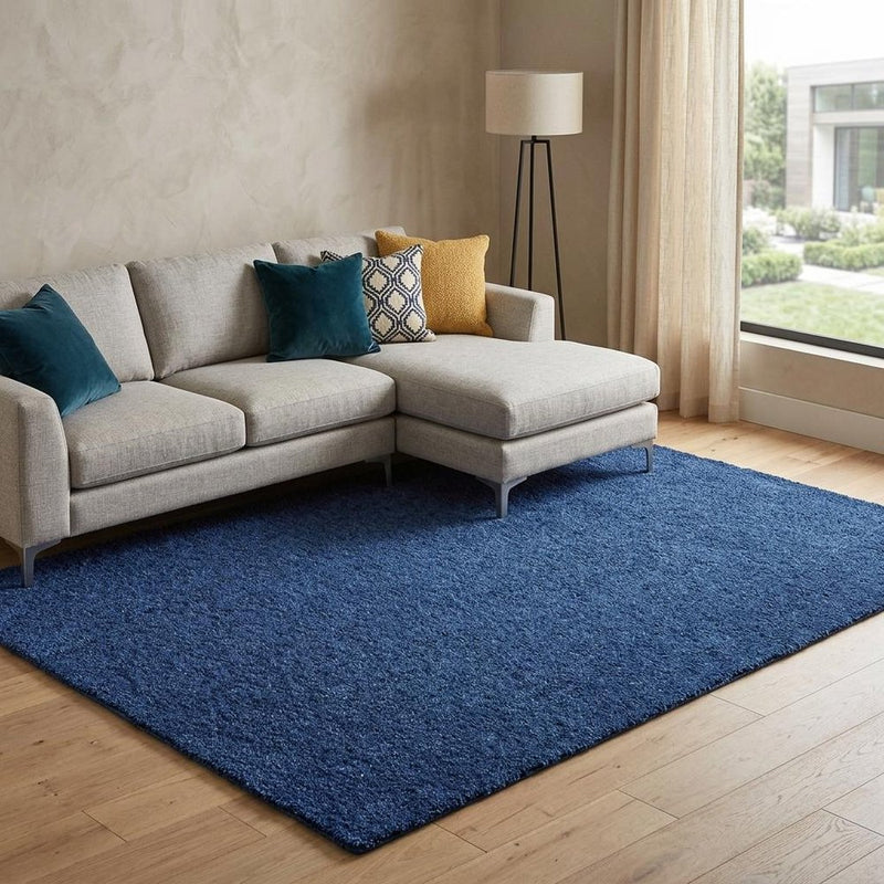 10' X 13' Blue Shag Hand Tufted Area Rug