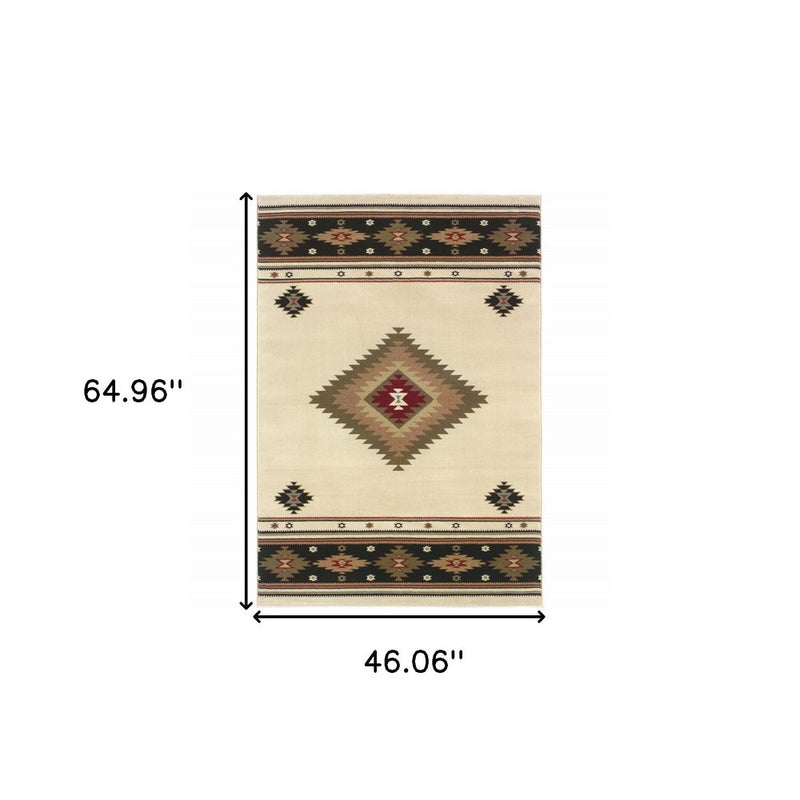 8' X 11' Beige Southwestern Power Loom Stain Resistant Area Rug