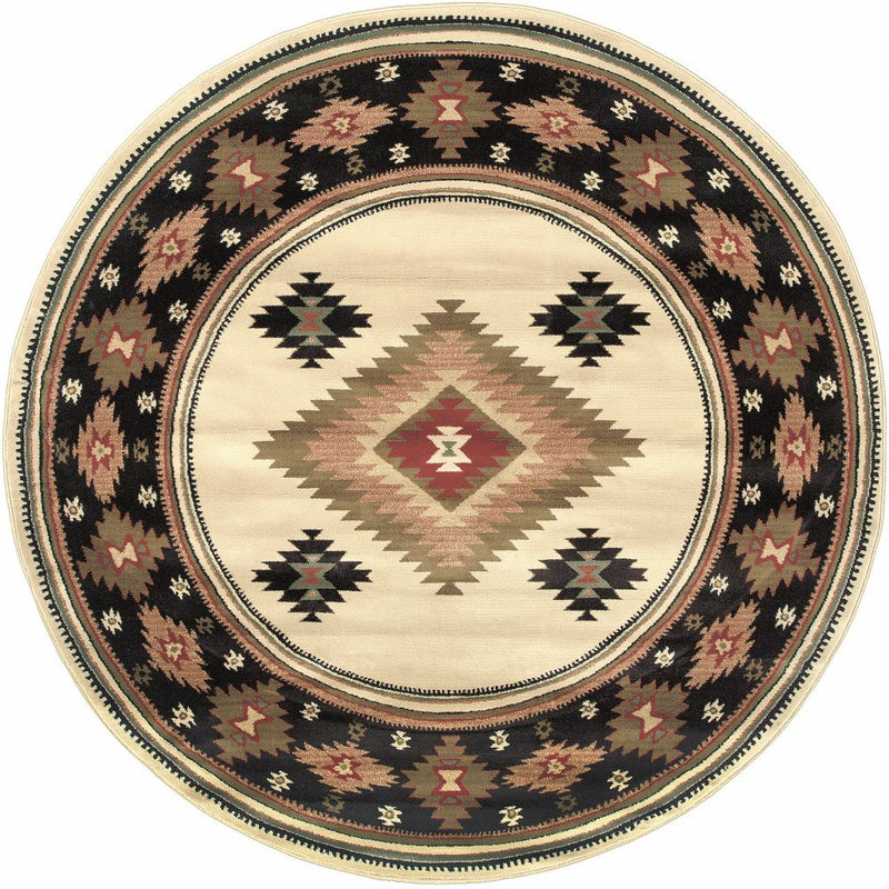 8' X 11' Beige Southwestern Power Loom Stain Resistant Area Rug