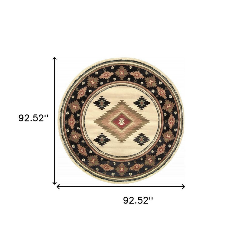 8' X 11' Beige Southwestern Power Loom Stain Resistant Area Rug