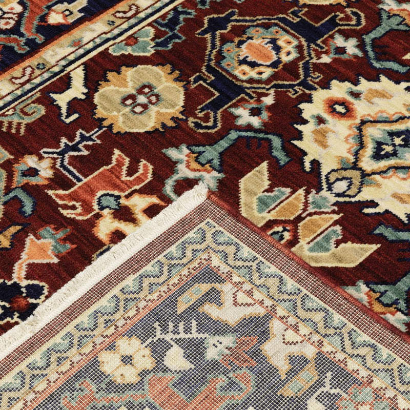 6' Red And Blue Oriental Runner Rug
