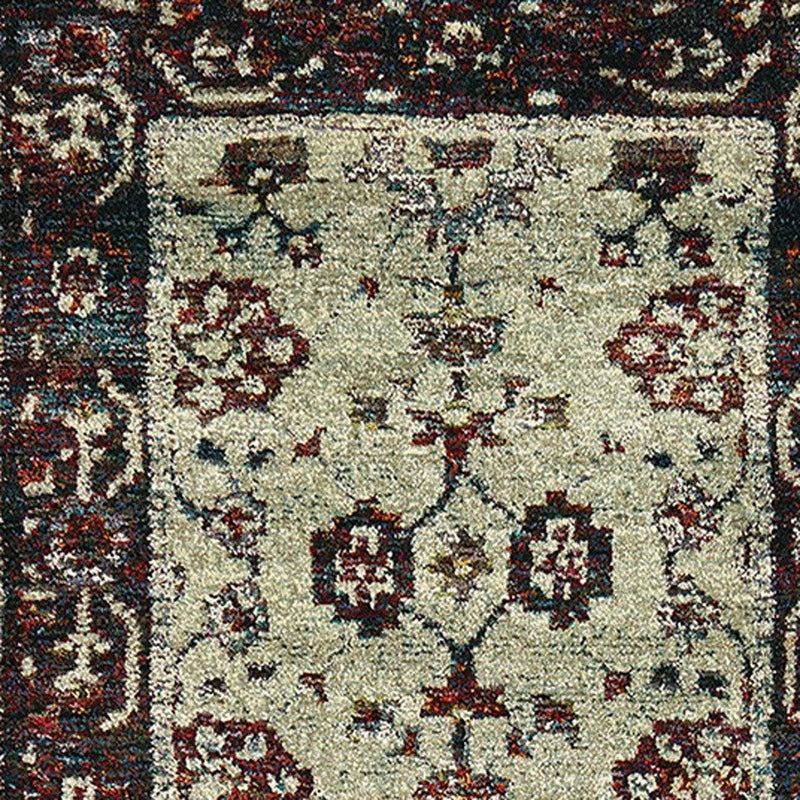 8' Red And Ivory Oriental Runner Rug