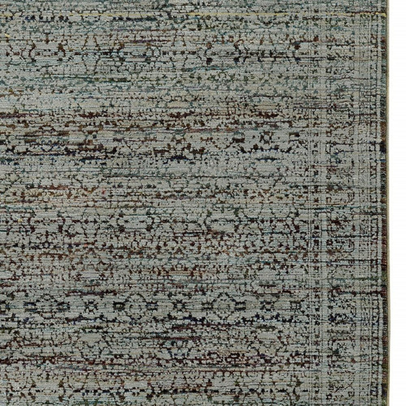 9' X 12' Blue Green Oriental Power Loom Area Rug