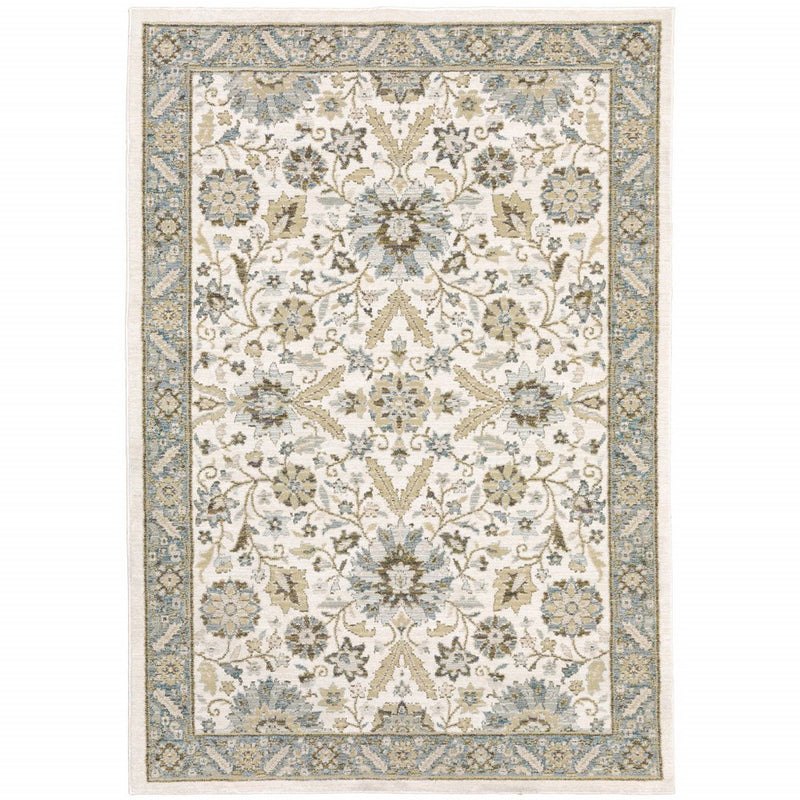 9' X 12' Gray and Ivory Oriental Power Loom Area Rug