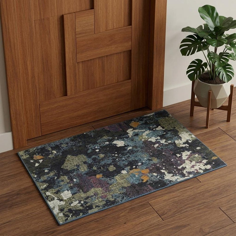 10' X 13' Blue and Green Abstract Power Loom Area Rug