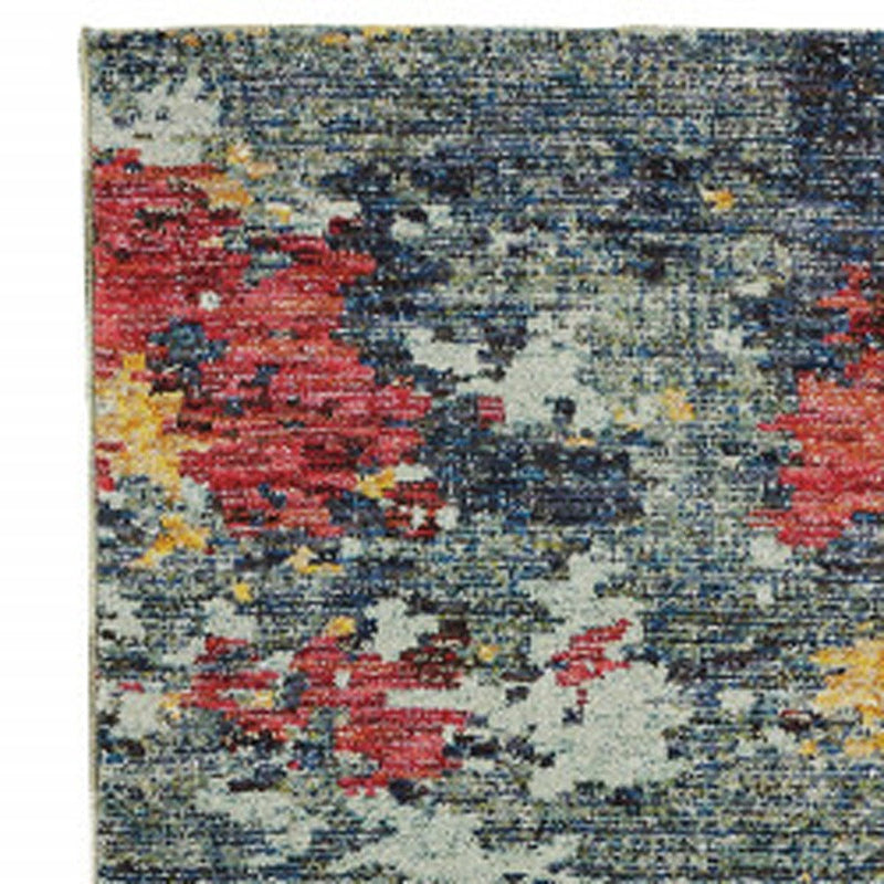 8' Blue Abstract Runner Rug
