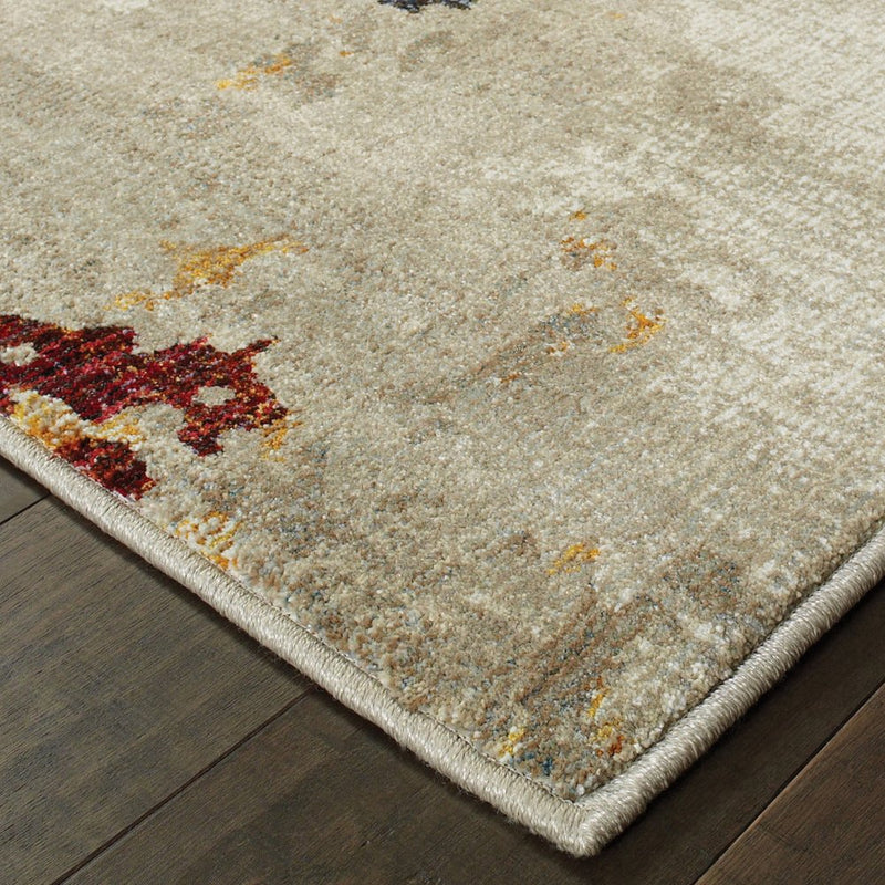 8' Blue And Beige Abstract Runner Rug