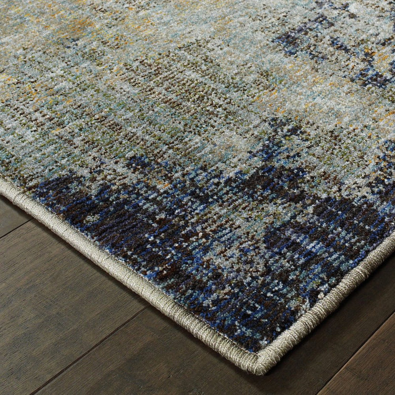 8' Navy Blue Abstract Runner Rug