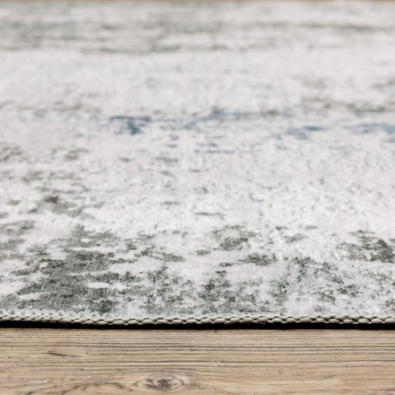 2' X 8' Gray And Ivory Abstract Printed Stain Resistant Non Skid Runner Rug