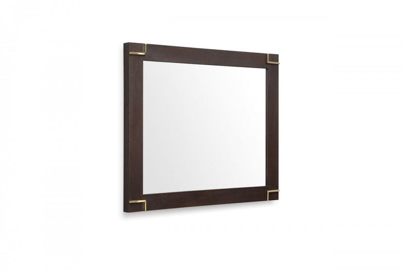 33" Brown and Gold Wood Framed Accent Mirror