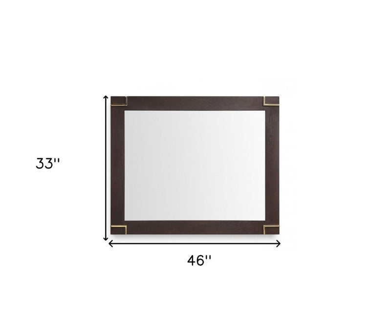 33" Brown and Gold Wood Framed Accent Mirror