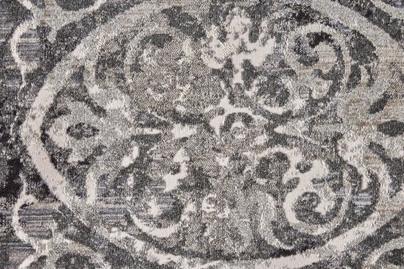 10' X 14' Gray Ivory And Taupe Abstract Stain Resistant Area Rug