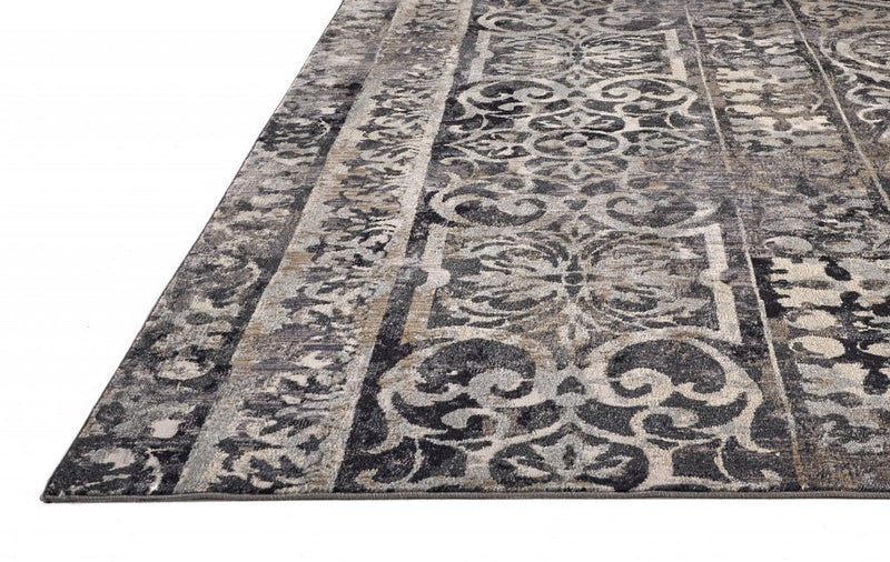 10' X 14' Gray Ivory And Taupe Abstract Stain Resistant Area Rug