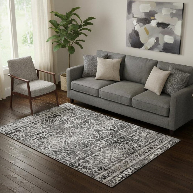 10' X 14' Gray Ivory And Taupe Abstract Stain Resistant Area Rug