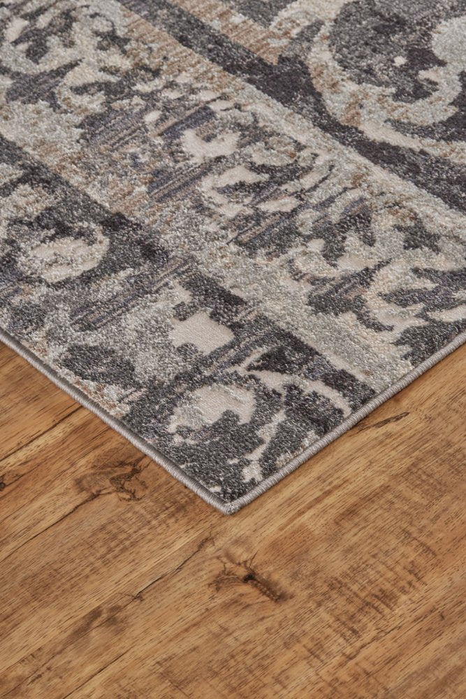 10' X 14' Gray Ivory And Taupe Abstract Stain Resistant Area Rug