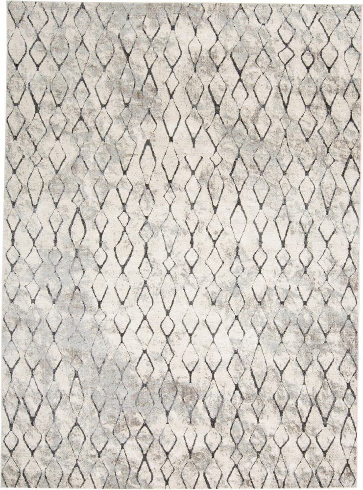 4' X 6' Gray And Ivory Geometric Area Rug