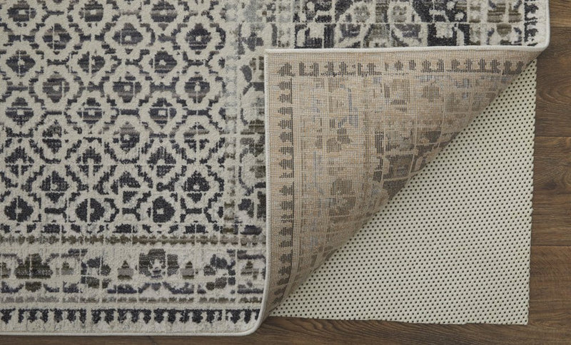 5' X 8' Ivory Taupe And Gray Abstract Stain Resistant Area Rug
