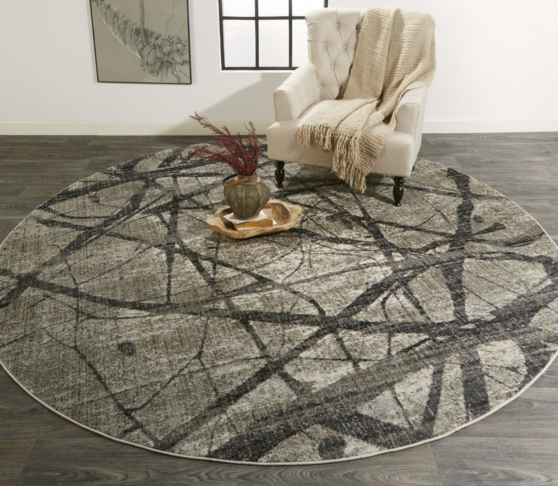 4' X 6' Taupe Gray And Ivory Abstract Stain Resistant Area Rug