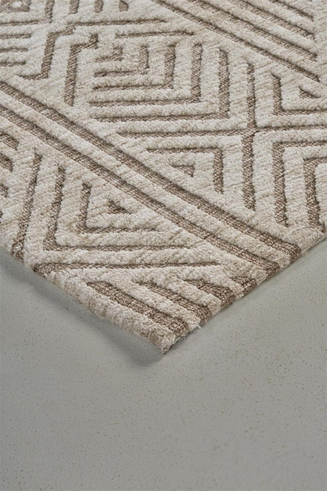 8' X 10' Tan and Ivory Geometric Non Skid Area Rug