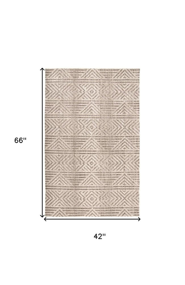 8' X 10' Tan and Ivory Geometric Non Skid Area Rug
