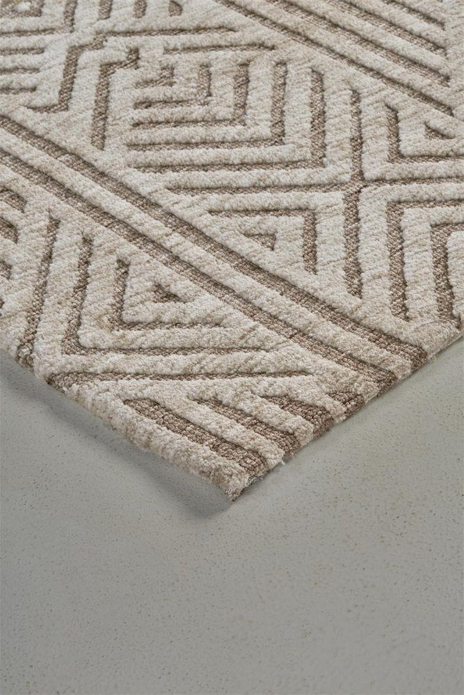 8' X 10' Tan and Ivory Geometric Non Skid Area Rug