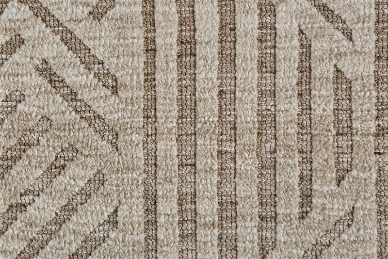 8' X 10' Tan and Ivory Geometric Non Skid Area Rug
