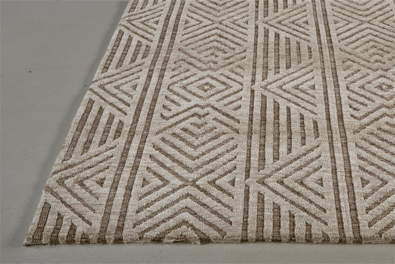 8' X 10' Tan and Ivory Geometric Non Skid Area Rug