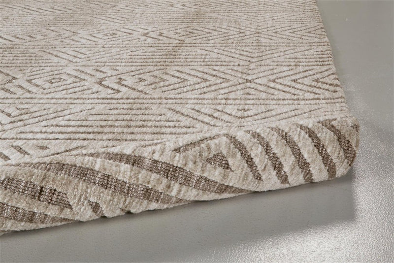 8' X 10' Tan and Ivory Geometric Non Skid Area Rug