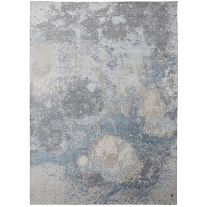 5' X 8' Ivory Blue And Gray Abstract Area Rug