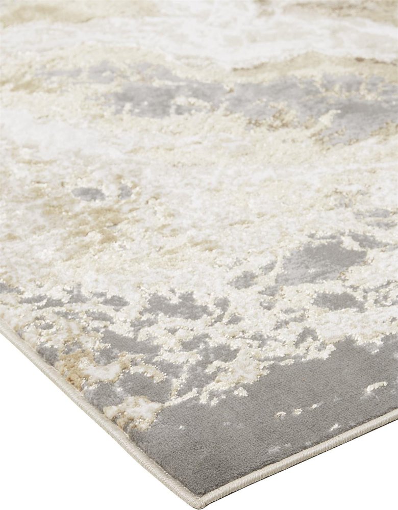 5' X 8' Ivory Tan And Gray Abstract Area Rug