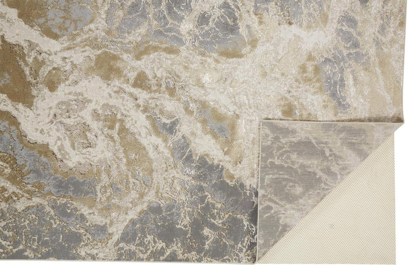 5' X 8' Ivory Tan And Gray Abstract Area Rug