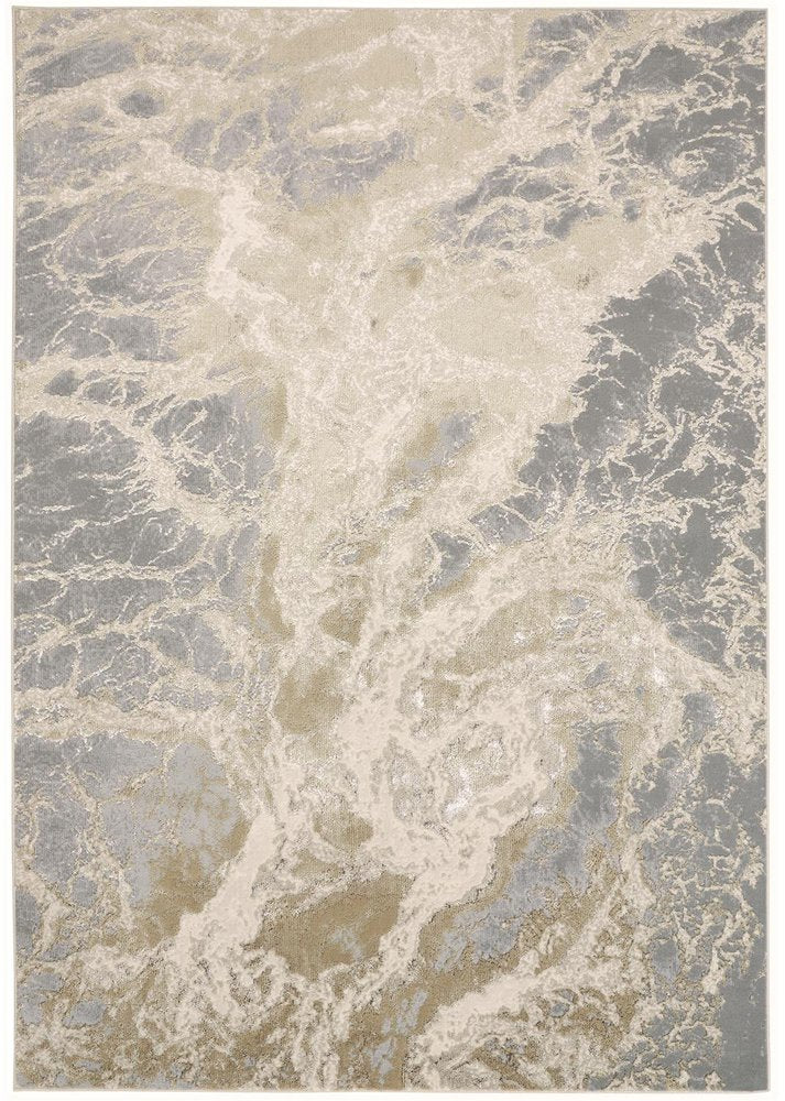 5' X 8' Ivory Tan And Gray Abstract Area Rug