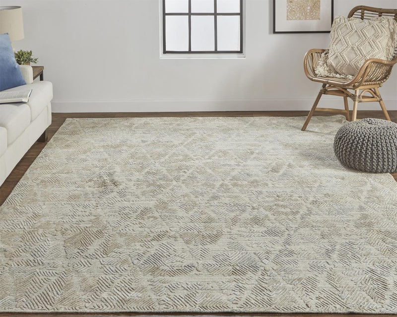 4' X 6' Taupe And Gray Abstract Hand Woven Area Rug