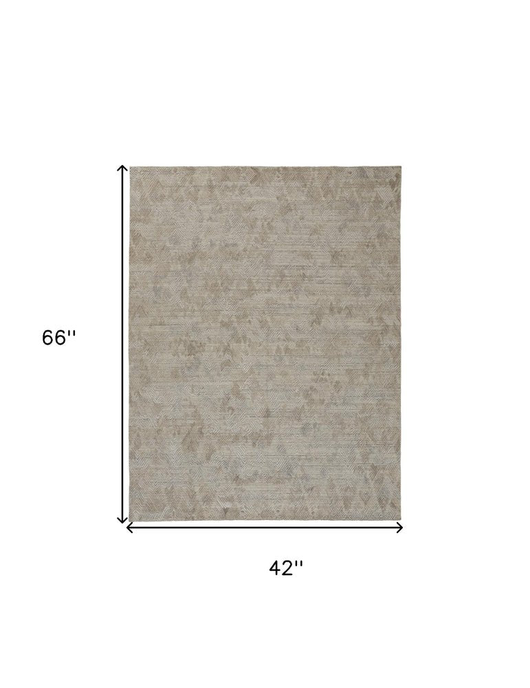 4' X 6' Taupe And Gray Abstract Hand Woven Area Rug