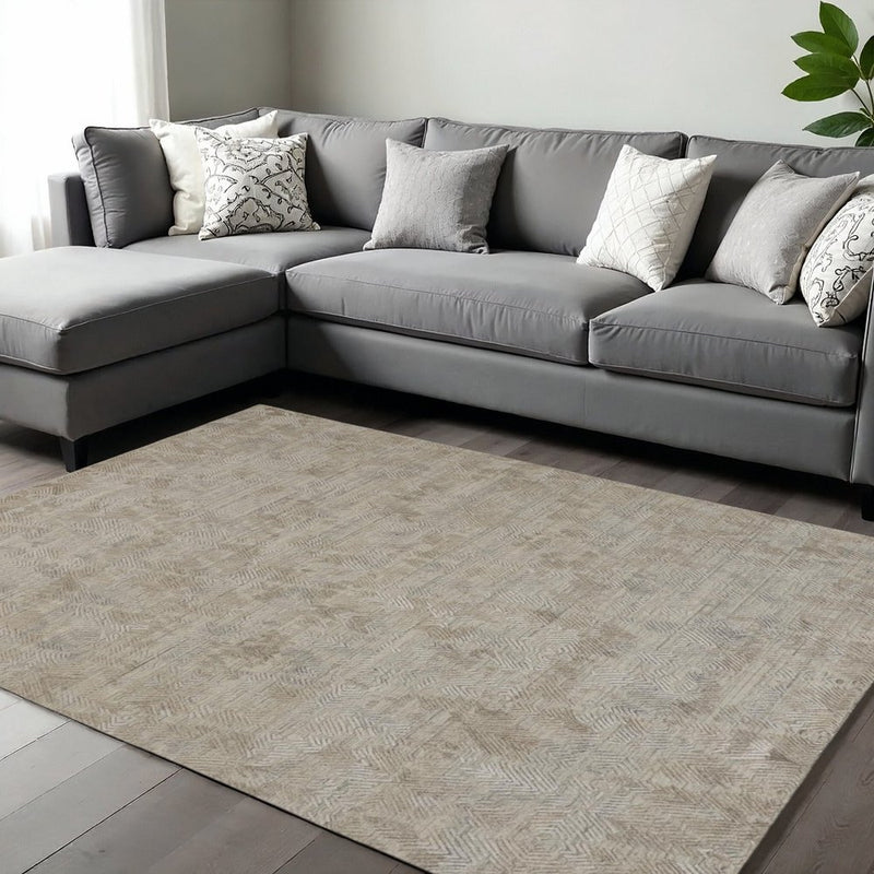 4' X 6' Taupe And Gray Abstract Hand Woven Area Rug