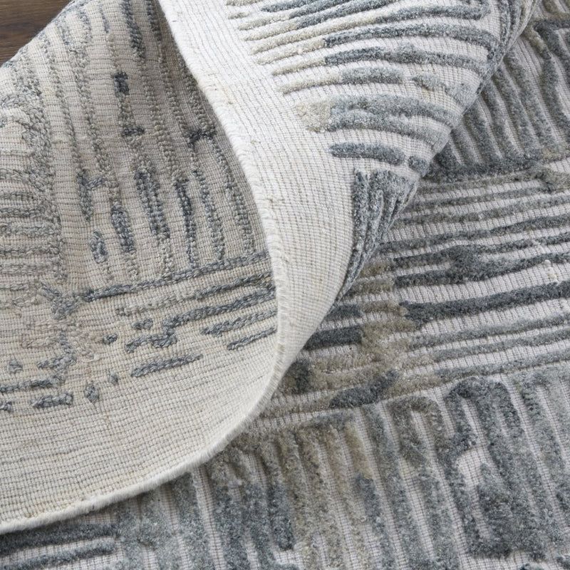 10' Blue and Ivory Abstract Hand Woven Runner Rug