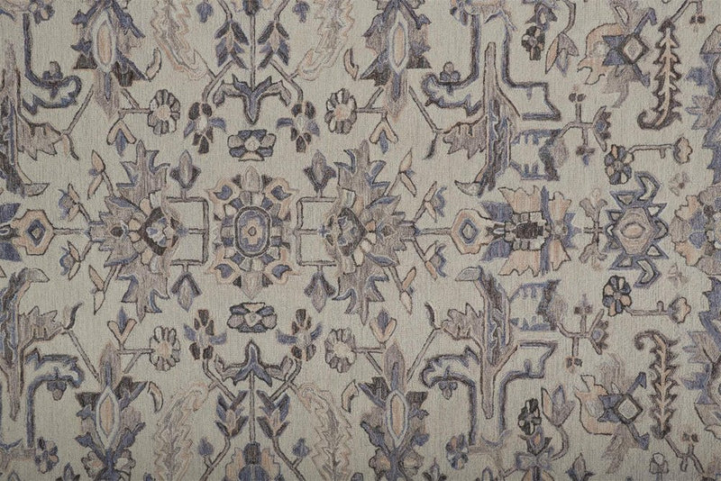 8' X 10' Ivory And Gray Wool Floral Tufted Handmade Stain Resistant Area Rug