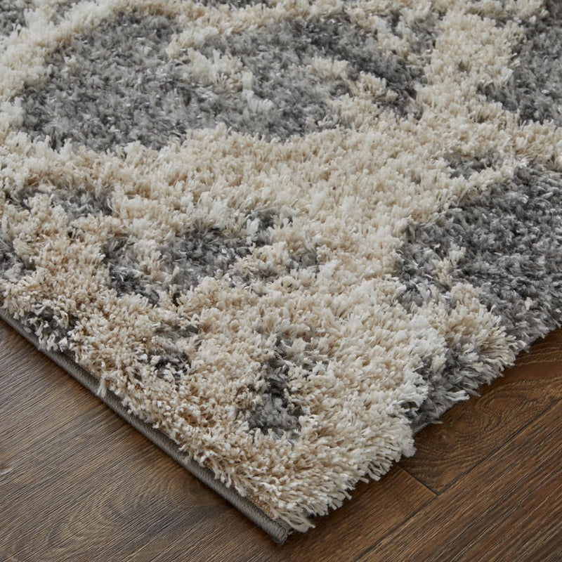 5' X 8' Gray And Ivory Abstract Power Loom Stain Resistant Area Rug